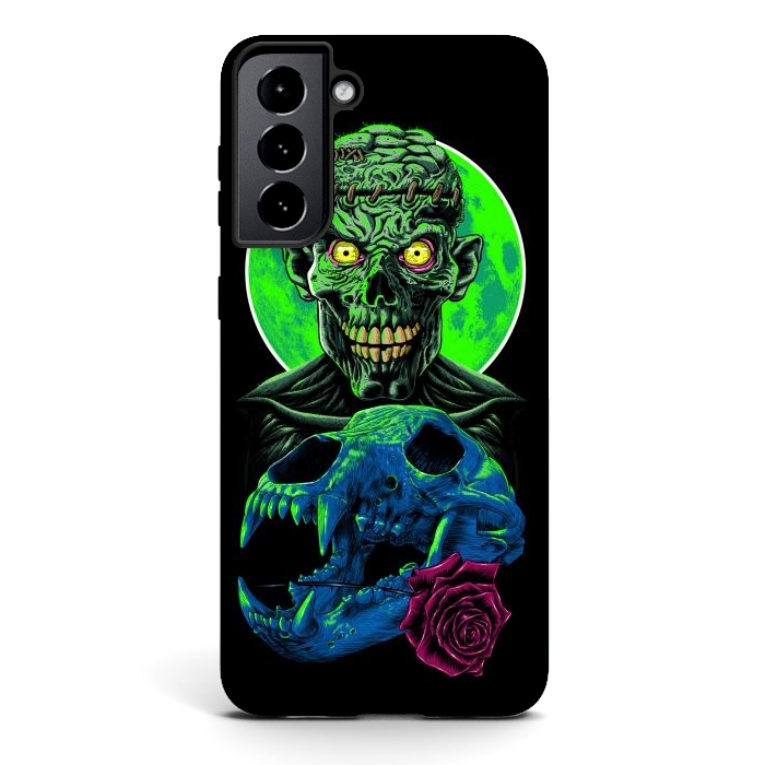 Galaxy S21 plus StrongFit Skull and flower zombie by Alberto