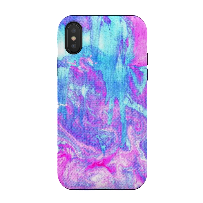 iPhone Xs / X StrongFit Melting Marble in Pink & Turquoise by Tangerine-Tane