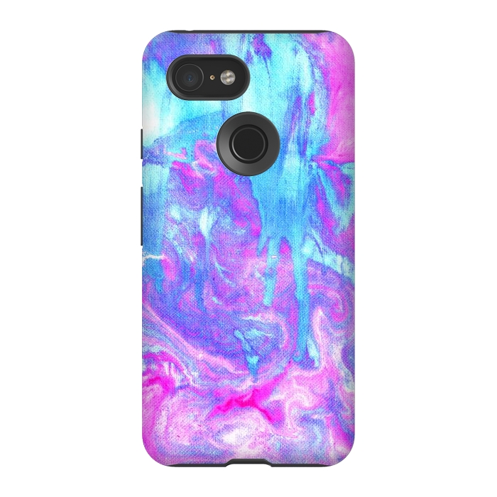 Pixel 3 StrongFit Melting Marble in Pink & Turquoise by Tangerine-Tane