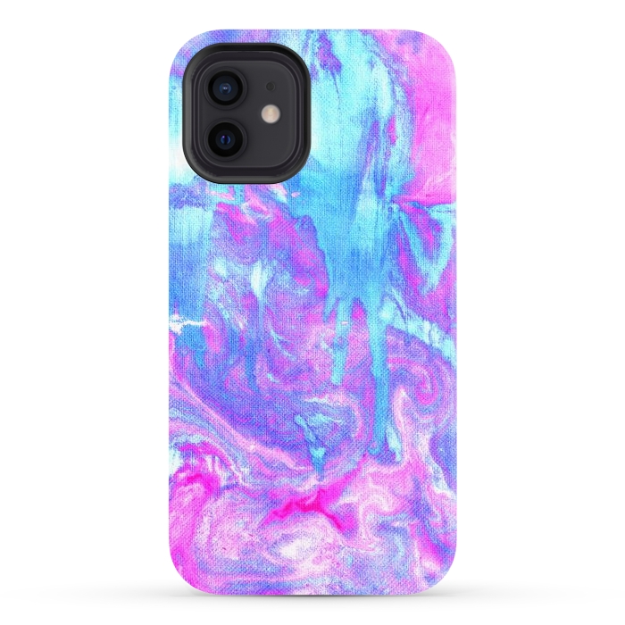 iPhone 12 StrongFit Melting Marble in Pink & Turquoise by Tangerine-Tane