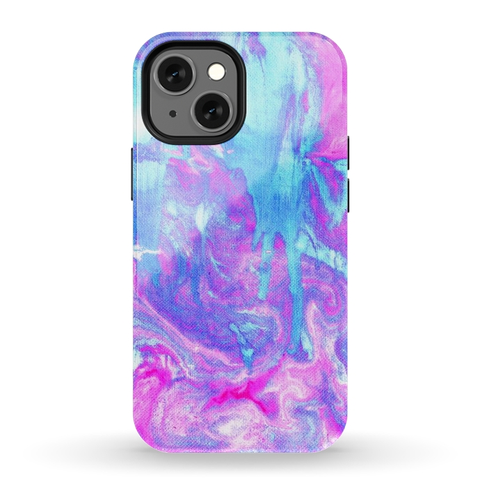 iPhone 13 mini StrongFit Melting Marble in Pink & Turquoise by Tangerine-Tane