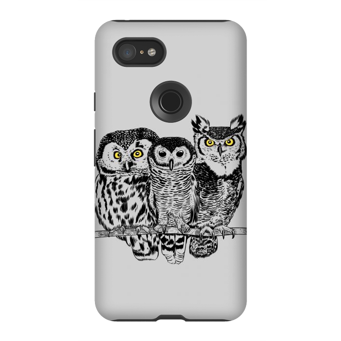 Pixel 3XL StrongFit Three owls by Alberto