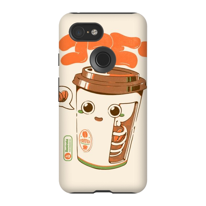 Pixel 3 StrongFit Cute Coffee x-Ray by Ilustrata
