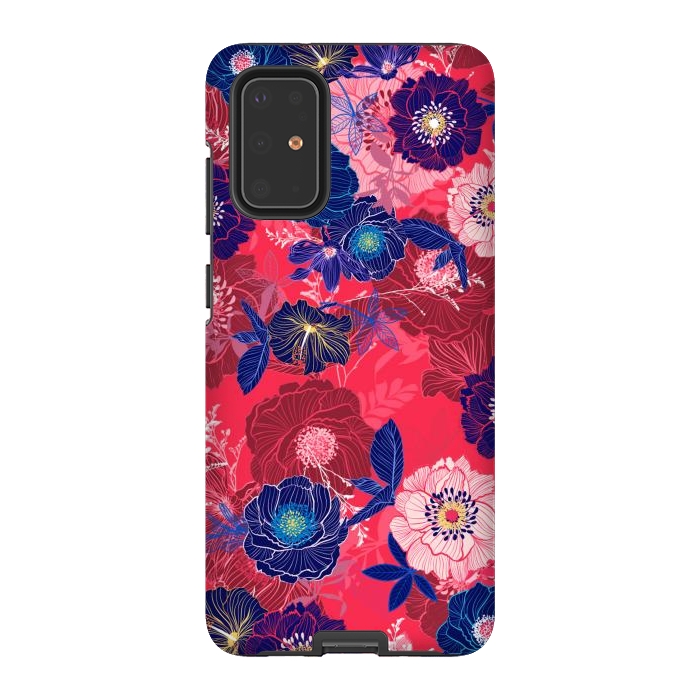 Galaxy S20 Plus StrongFit Country Flowers in Red Sky by ArtsCase
