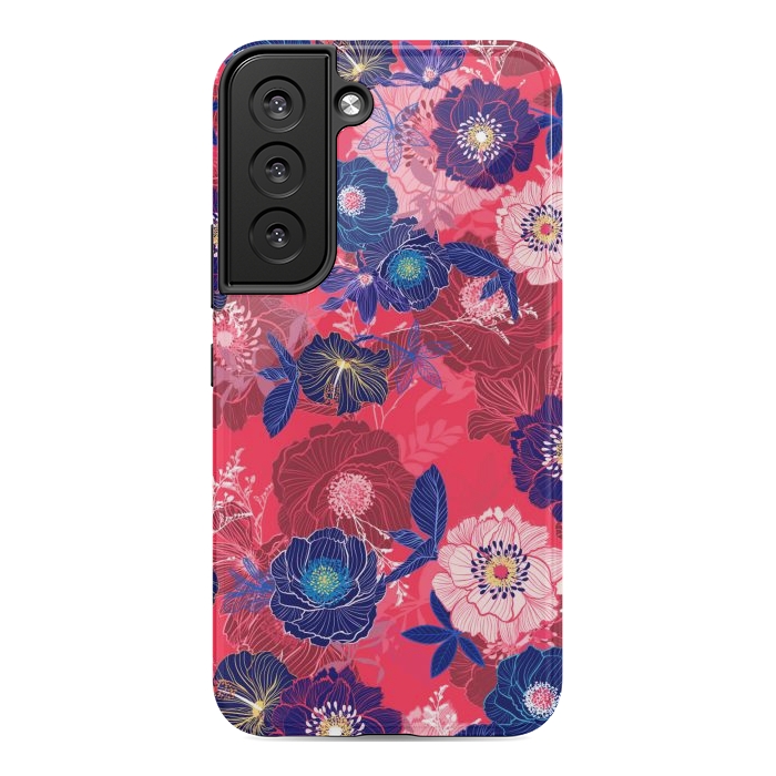 Galaxy S22 StrongFit Country Flowers in Red Sky by ArtsCase