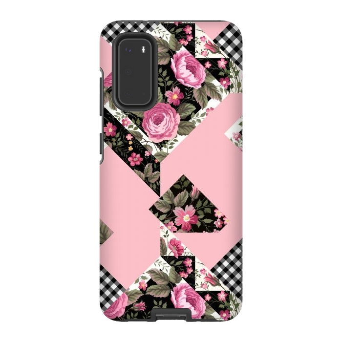 Galaxy S20 StrongFit elegant roses with pink background by ArtsCase