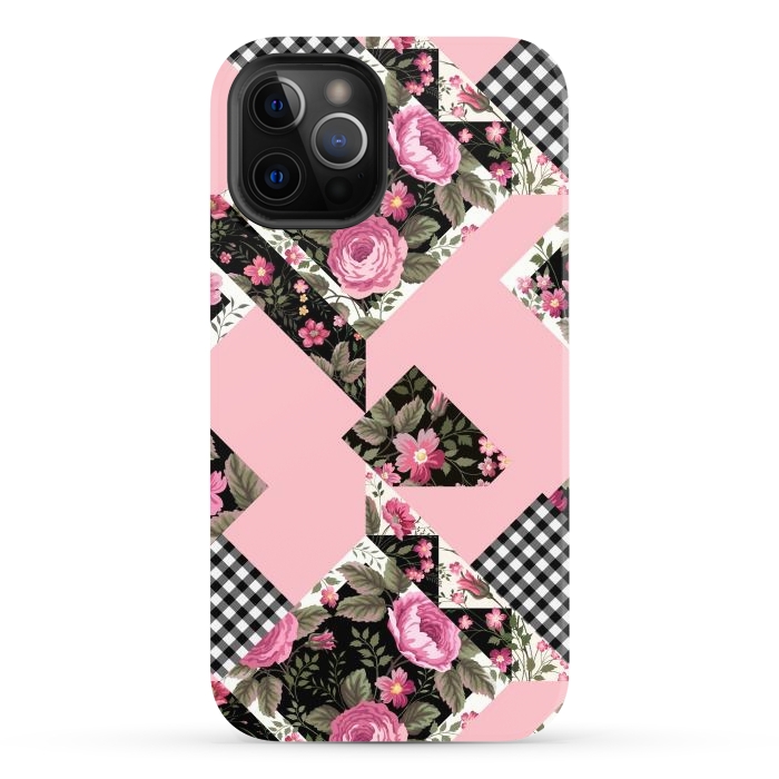 iPhone 12 Pro Max StrongFit elegant roses with pink background by ArtsCase