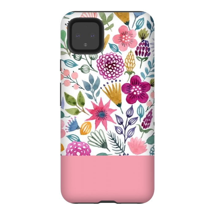Pixel 4XL StrongFit watercolor flowers for summer by ArtsCase
