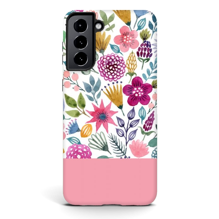 Galaxy S21 StrongFit watercolor flowers for summer by ArtsCase