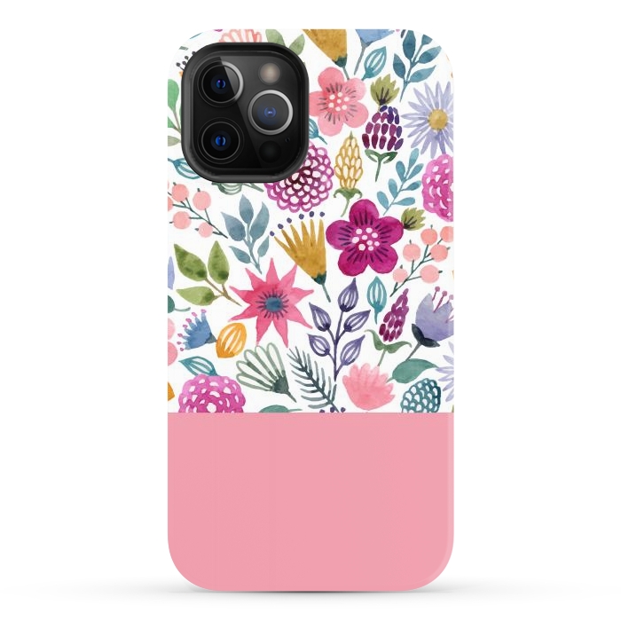 iPhone 12 Pro Max StrongFit watercolor flowers for summer by ArtsCase