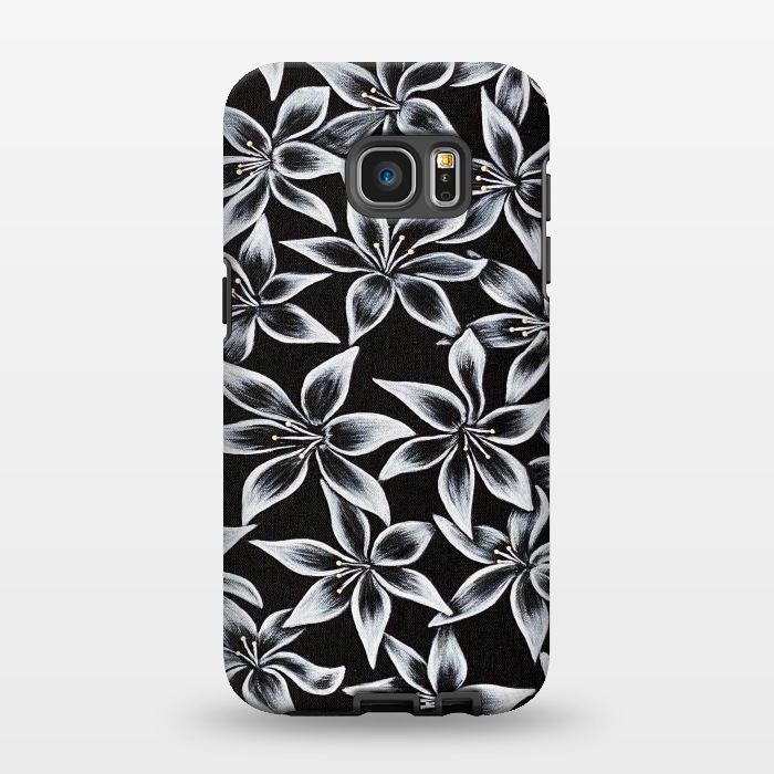 Galaxy S7 EDGE StrongFit Black & White Lily by Denise Cassidy Wood