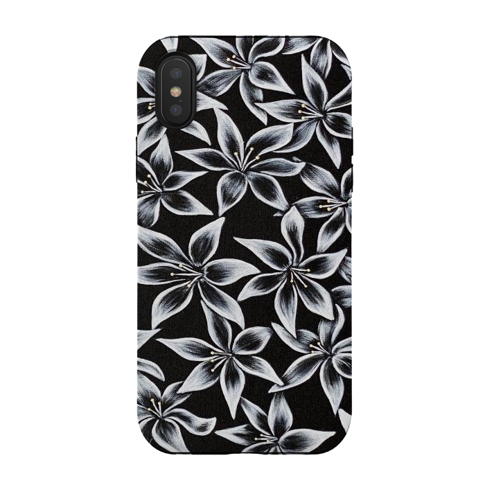 iPhone Xs / X StrongFit Black & White Lily by Denise Cassidy Wood
