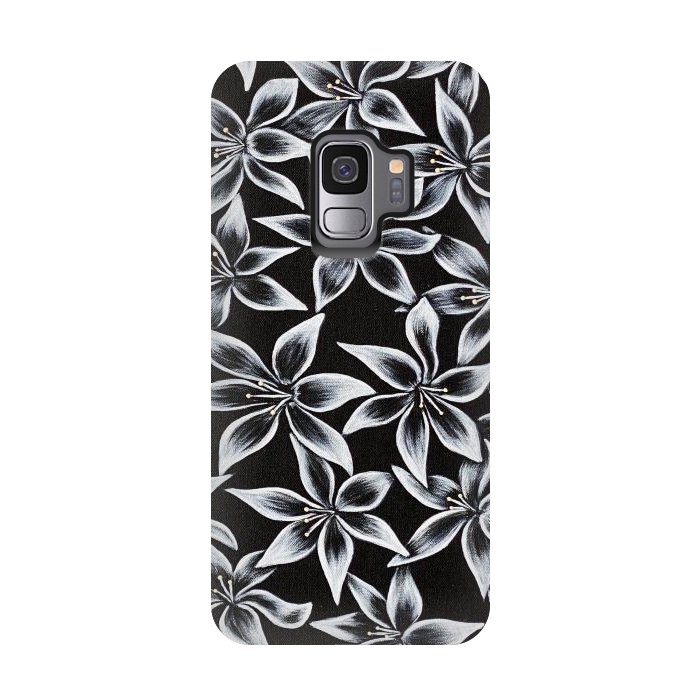 Galaxy S9 StrongFit Black & White Lily by Denise Cassidy Wood