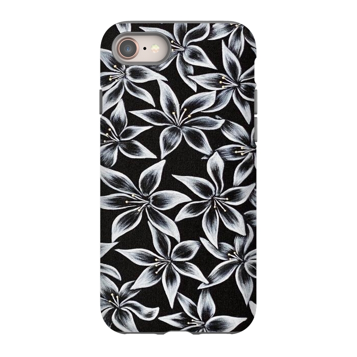 iPhone 8 StrongFit Black & White Lily by Denise Cassidy Wood