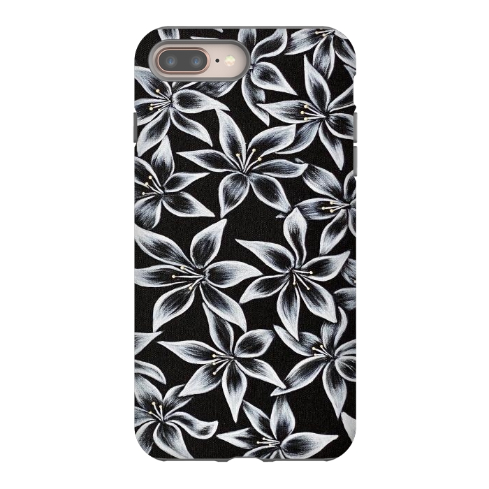 iPhone 8 plus StrongFit Black & White Lily by Denise Cassidy Wood