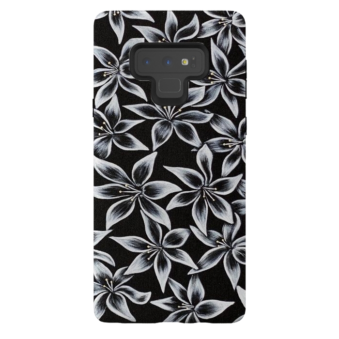 Galaxy Note 9 StrongFit Black & White Lily by Denise Cassidy Wood