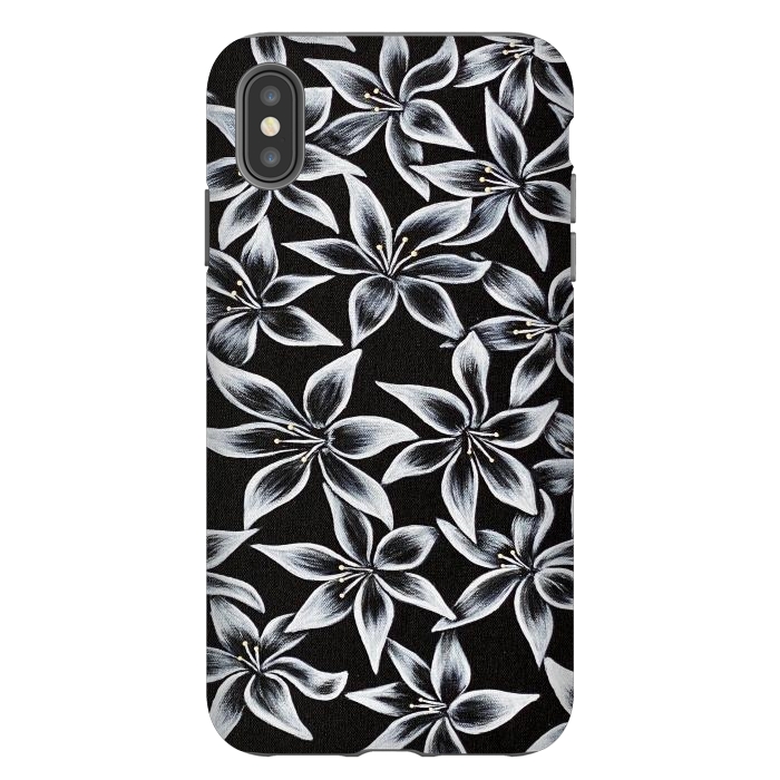 iPhone Xs Max StrongFit Black & White Lily by Denise Cassidy Wood
