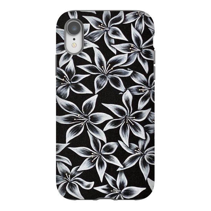 iPhone Xr StrongFit Black & White Lily by Denise Cassidy Wood