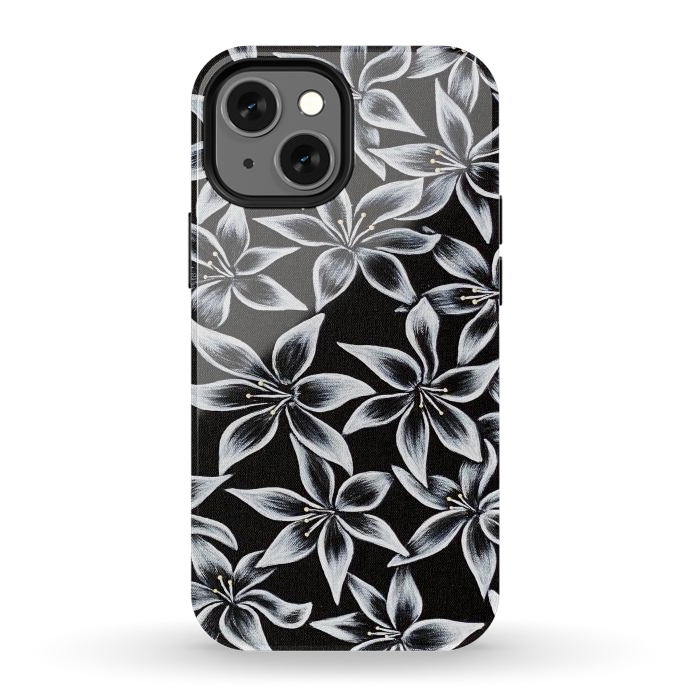 iPhone 13 mini StrongFit Black & White Lily by Denise Cassidy Wood