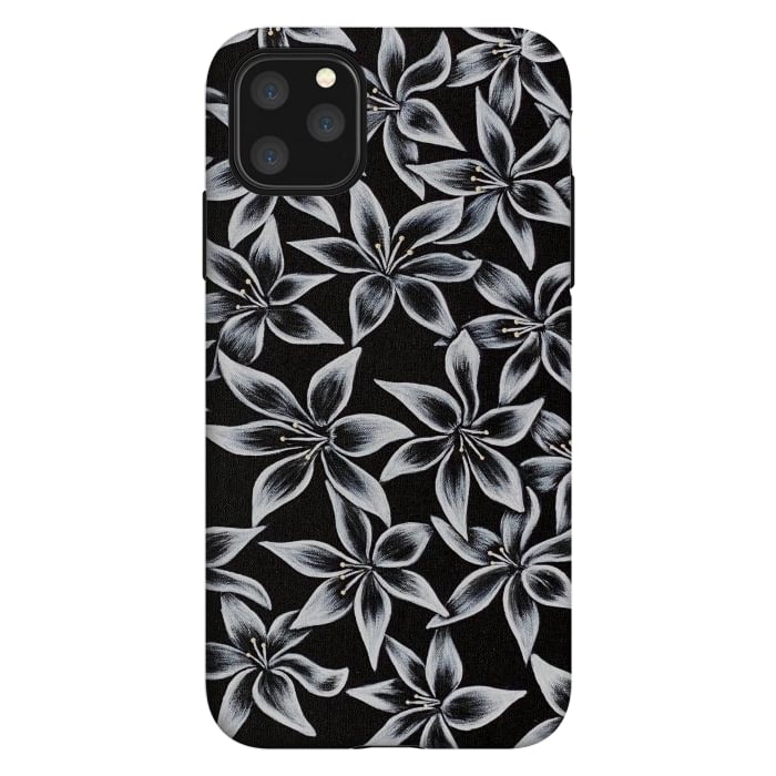 iPhone 11 Pro Max StrongFit Black & White Lily by Denise Cassidy Wood