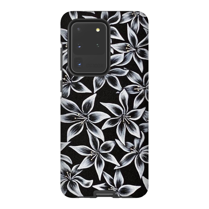 Galaxy S20 Ultra StrongFit Black & White Lily by Denise Cassidy Wood