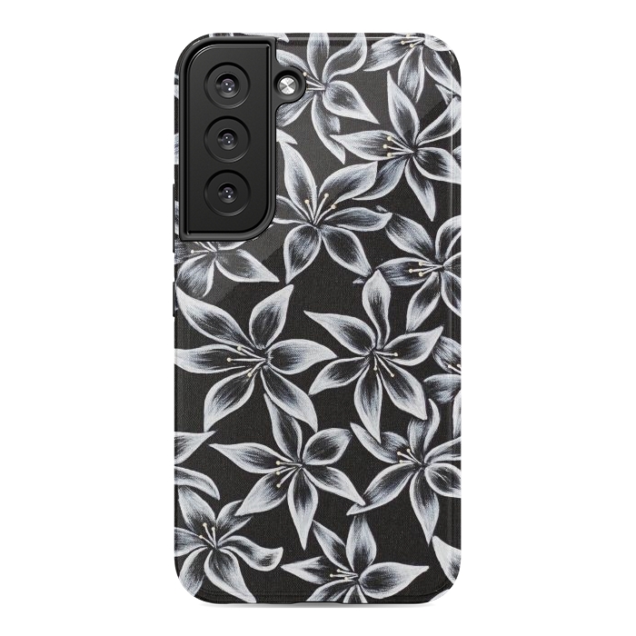 Galaxy S22 StrongFit Black & White Lily by Denise Cassidy Wood