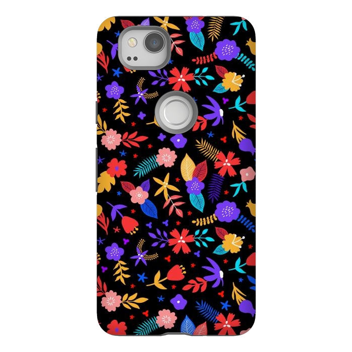Pixel 2 StrongFit Multicoulored Floral Design by ArtsCase