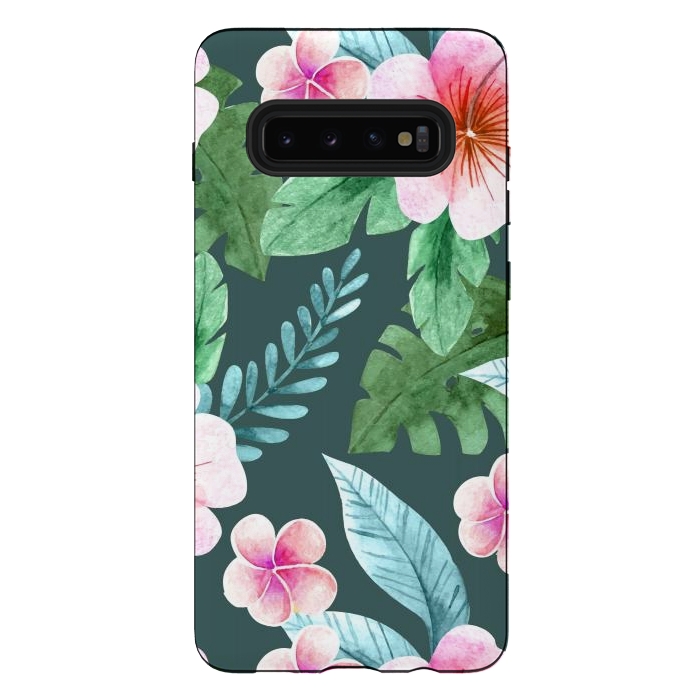 Galaxy S10 plus StrongFit Tropical Pink Floral by ArtsCase
