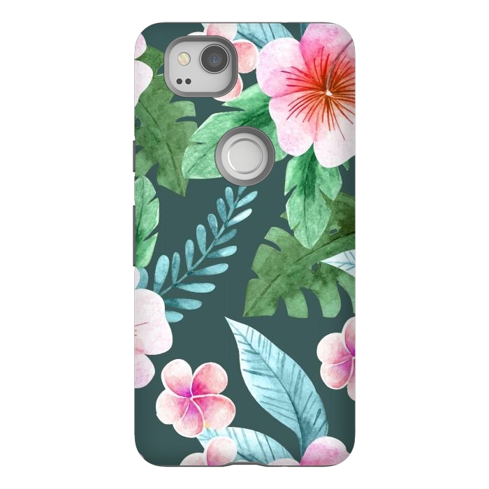 Pixel 2 StrongFit Tropical Pink Floral by ArtsCase