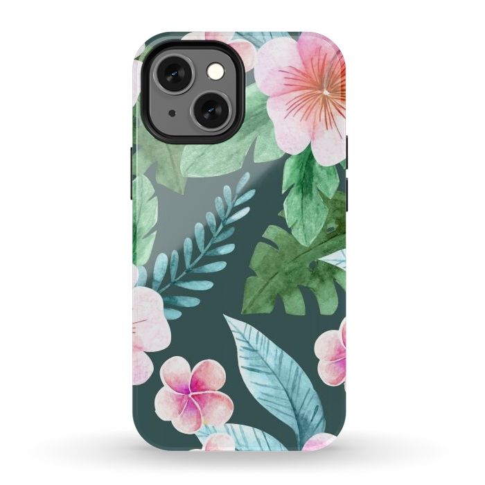 iPhone 12 mini StrongFit Tropical Pink Floral by ArtsCase