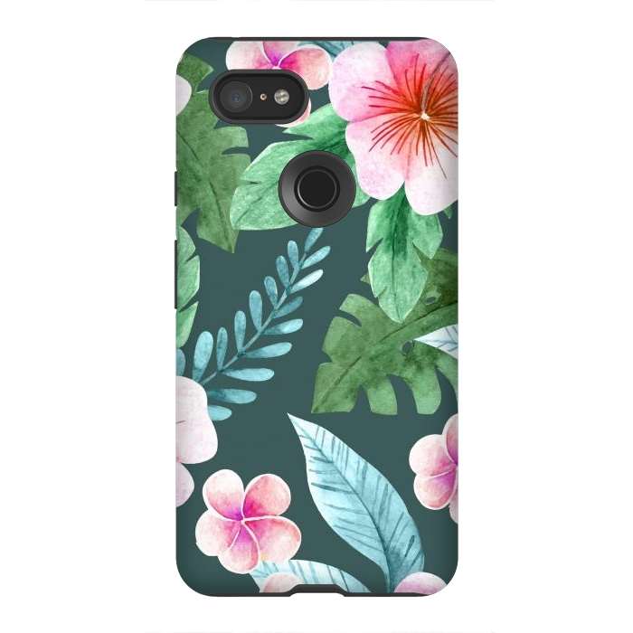 Pixel 3XL StrongFit Tropical Pink Floral by ArtsCase