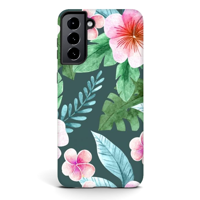 Galaxy S21 plus StrongFit Tropical Pink Floral by ArtsCase