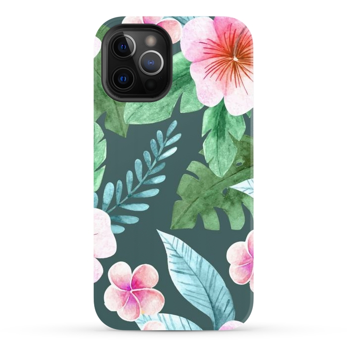 iPhone 12 Pro Max StrongFit Tropical Pink Floral by ArtsCase