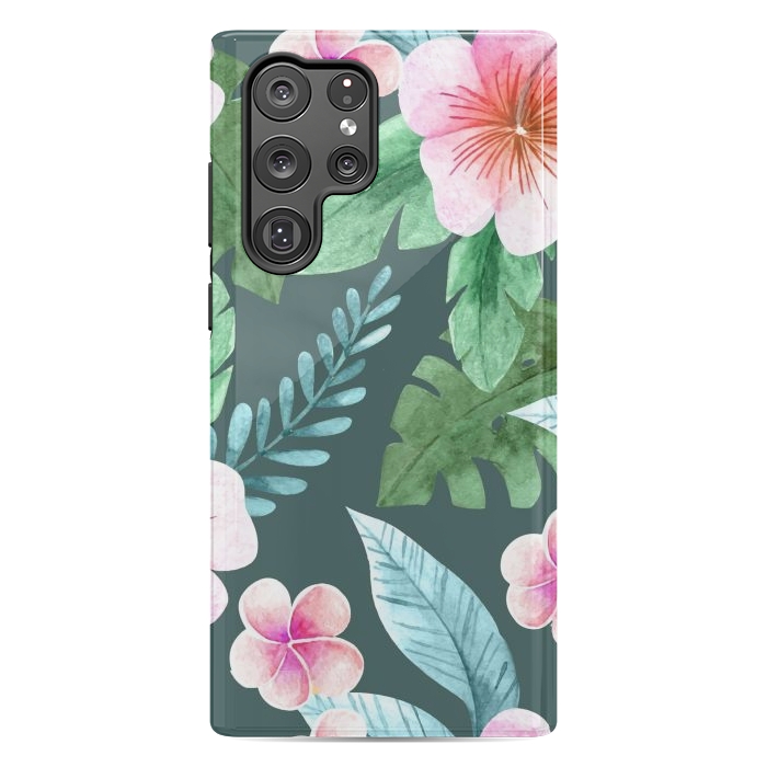 Galaxy S22 Ultra StrongFit Tropical Pink Floral by ArtsCase