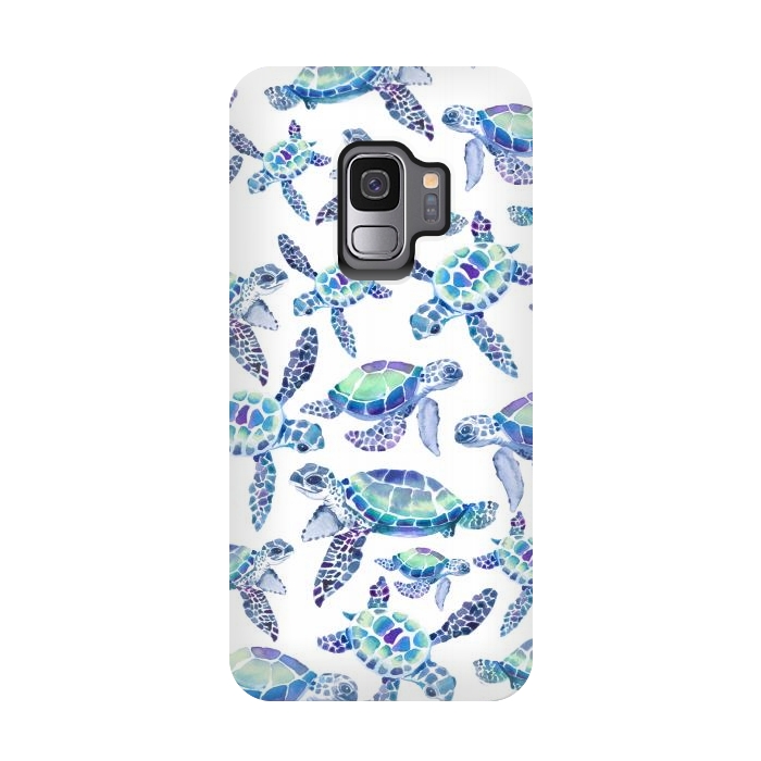 Galaxy S9 StrongFit Turtles in Aqua and Blue by gingerlique