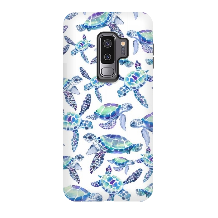 Galaxy S9 plus StrongFit Turtles in Aqua and Blue by gingerlique