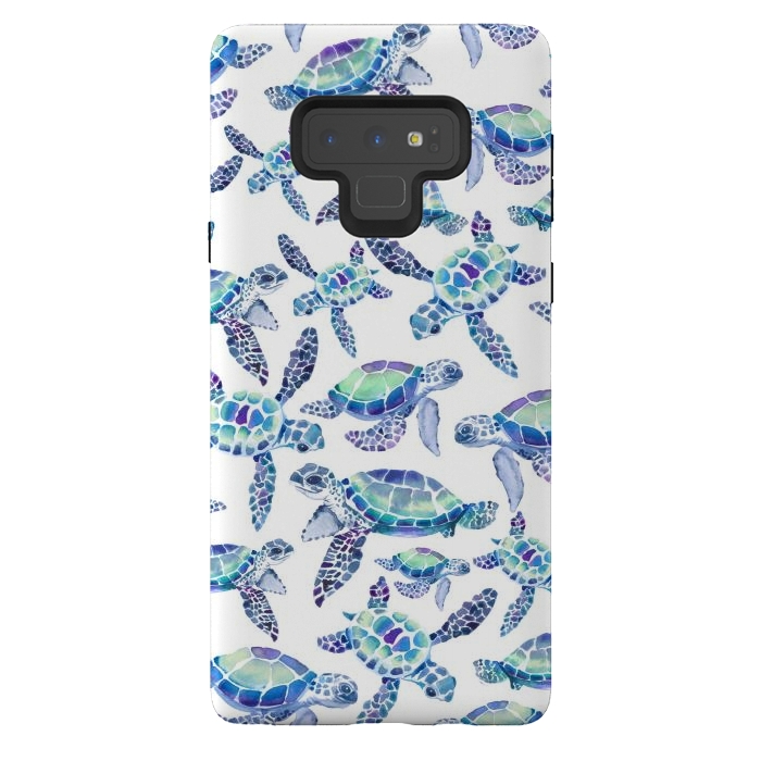 Galaxy Note 9 StrongFit Turtles in Aqua and Blue by gingerlique
