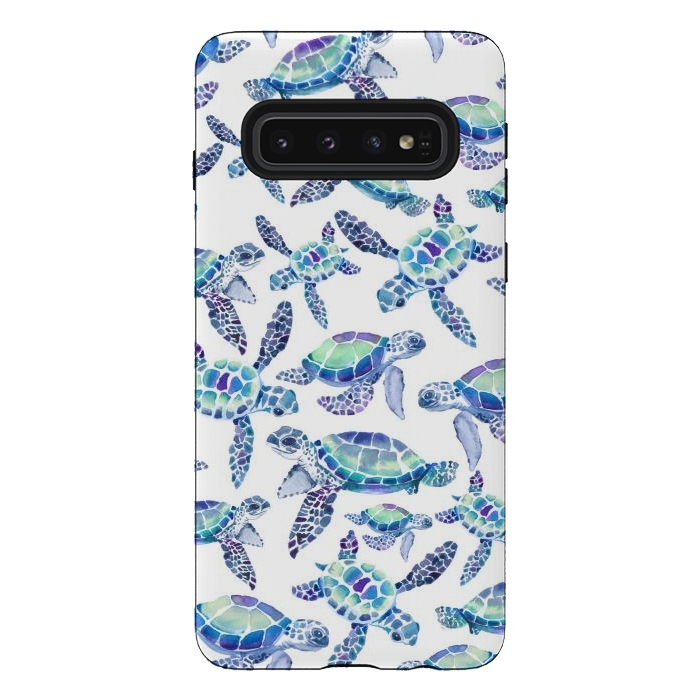 Galaxy S10 StrongFit Turtles in Aqua and Blue by gingerlique