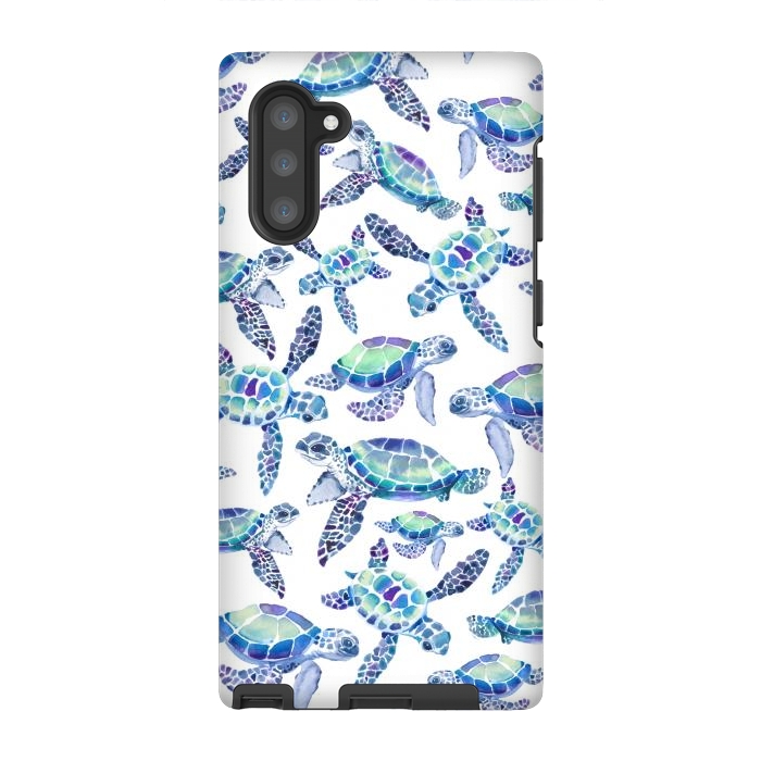 Galaxy Note 10 StrongFit Turtles in Aqua and Blue by gingerlique