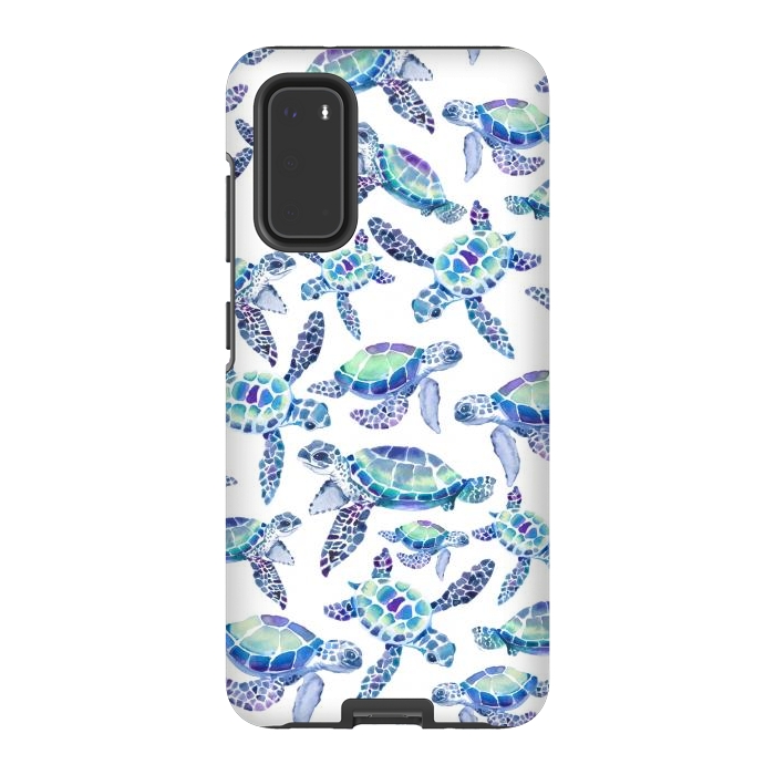 Galaxy S20 StrongFit Turtles in Aqua and Blue by gingerlique