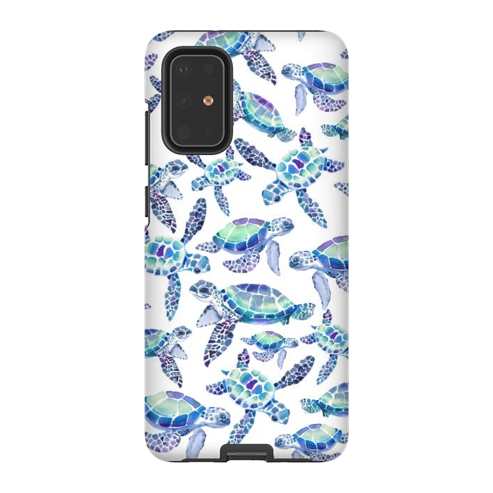Galaxy S20 Plus StrongFit Turtles in Aqua and Blue by gingerlique