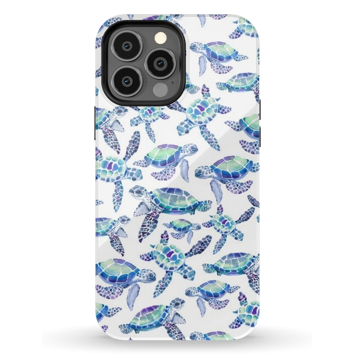 iPhone 13 Pro Max StrongFit Turtles in Aqua and Blue by gingerlique