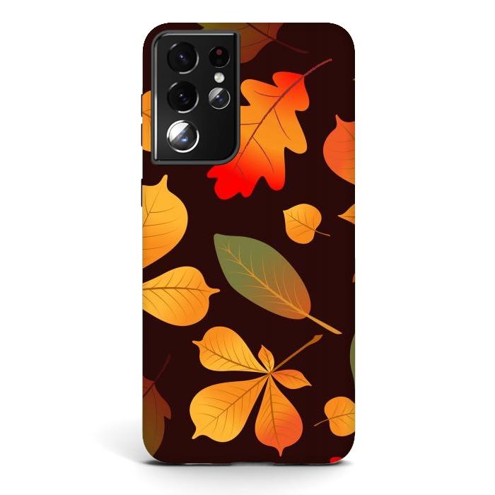 Galaxy S21 ultra StrongFit Autumn Leaf Pattern Design by ArtsCase