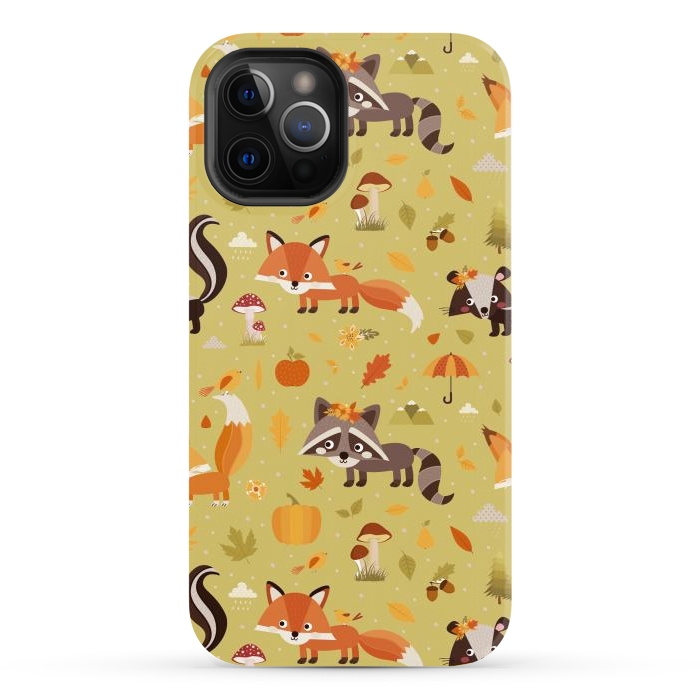 iPhone 12 Pro Max StrongFit Red Fox And Raccoon In Autumn by ArtsCase