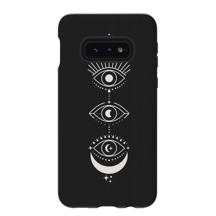Galaxy S10e StrongFit Black Eyes Moon Phases by ArtPrInk