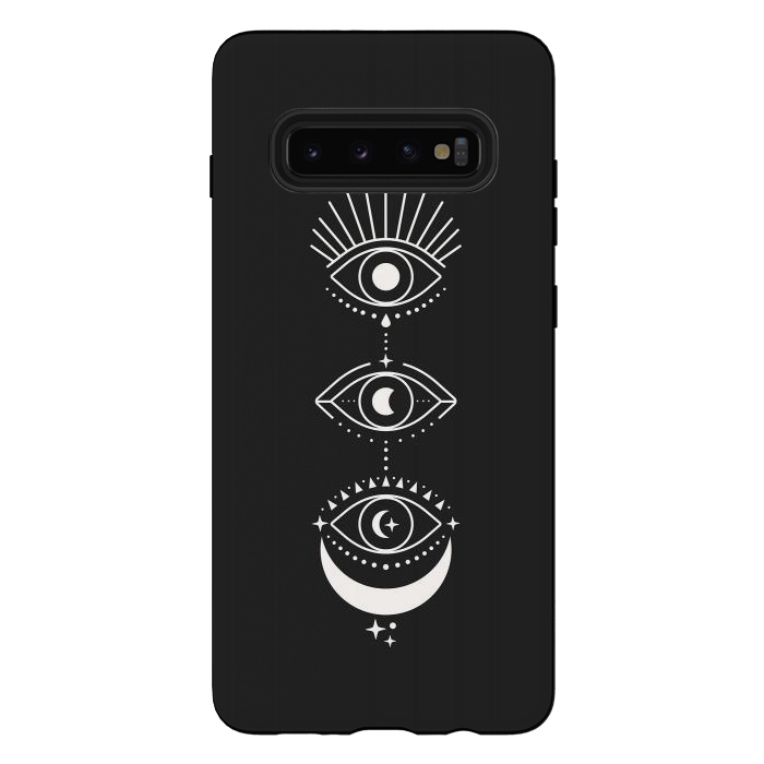Galaxy S10 plus StrongFit Black Eyes Moon Phases by ArtPrInk