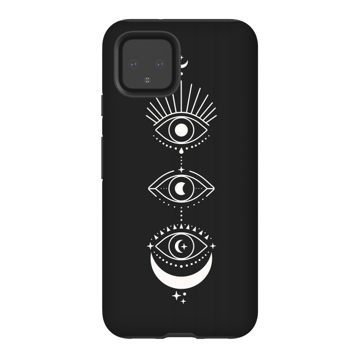 Pixel 4 StrongFit Black Eyes Moon Phases by ArtPrInk