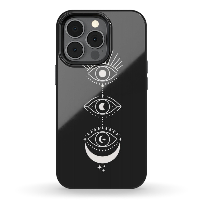iPhone 13 pro StrongFit Black Eyes Moon Phases by ArtPrInk
