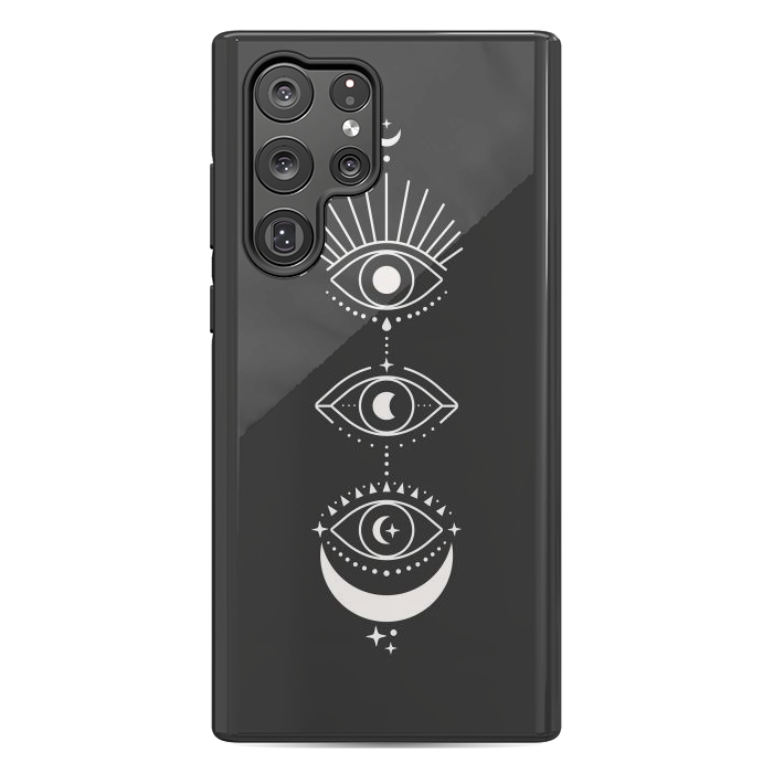 Galaxy S22 Ultra StrongFit Black Eyes Moon Phases by ArtPrInk
