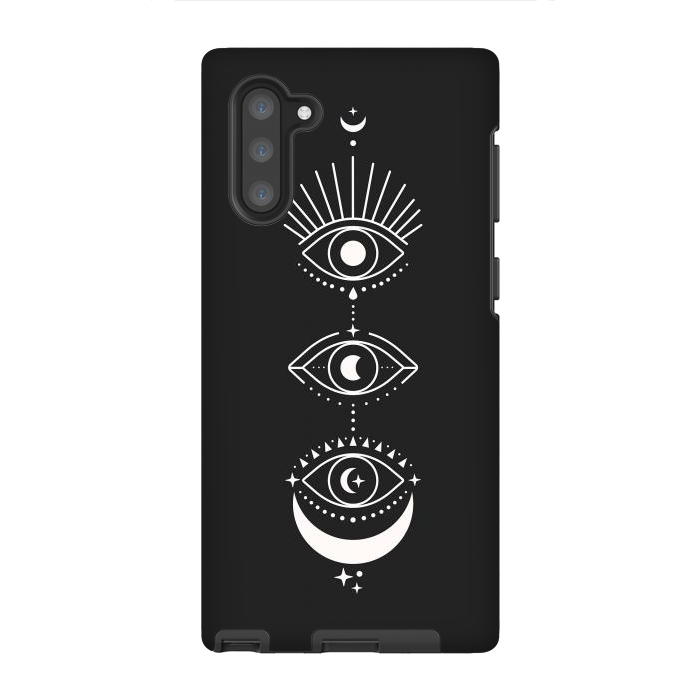Galaxy Note 10 StrongFit Black Eyes Moon Phases by ArtPrInk